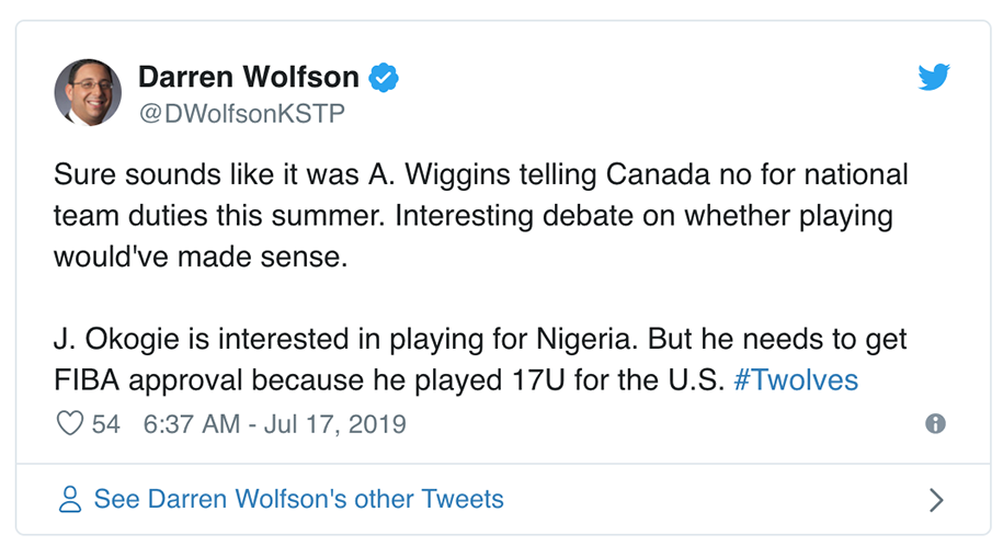 Tài năng trẻ Minnesota Timberwolves hy vọng cùng Nigeria tung hoành ở FIBA World Cup 2019 Tài năng trẻ Minnesota Timberwolves hy vọng cùng Nigeria tung hoành ở FIBA World Cup 2019